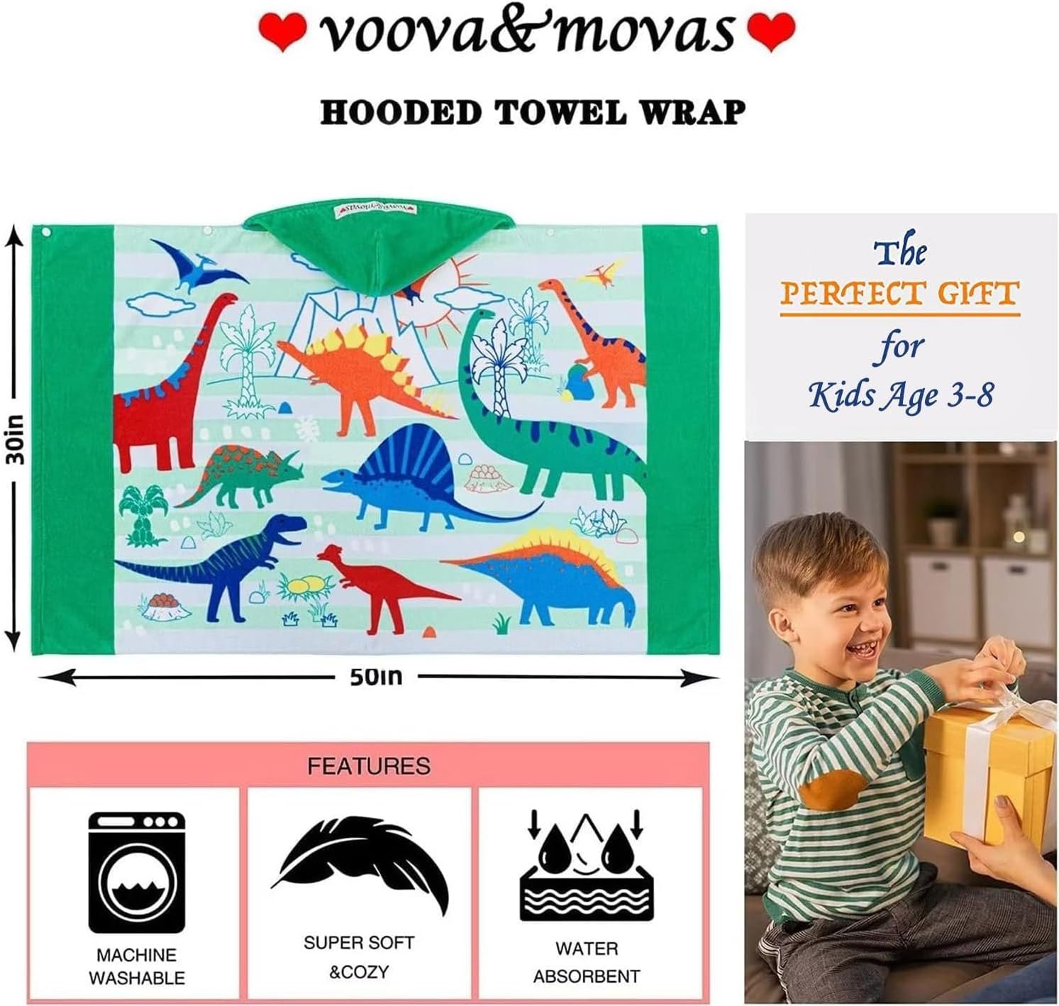 Dinosaur Hooded Beach Towel - Image 3