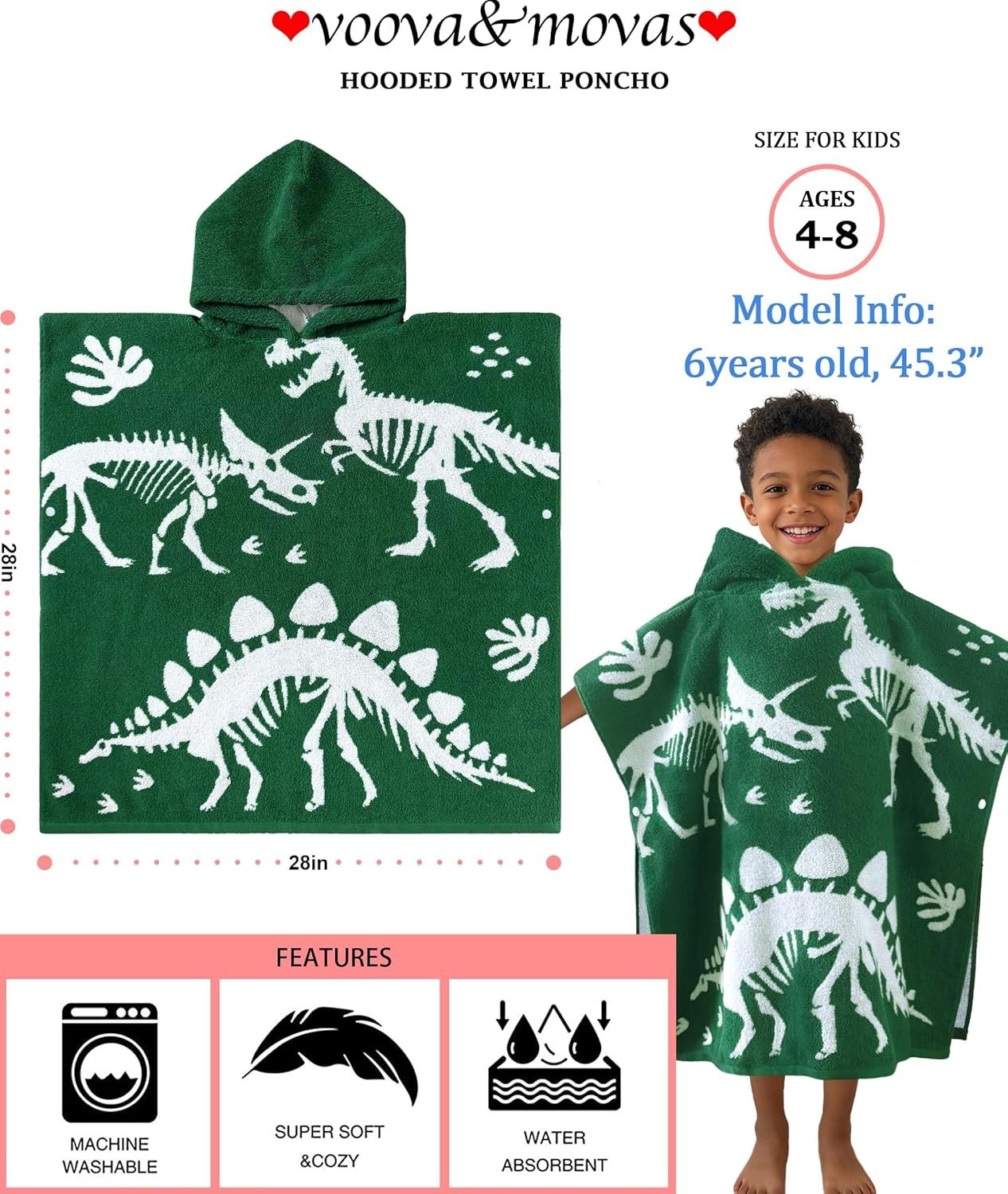 Dinosaur Hooded Poncho Towels - Image 2